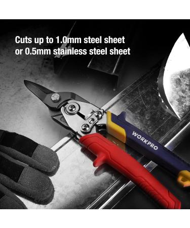 WORKPRO 10" Tin Snips Straight Cr-V Steel Aviation Snips Compound Snips for Cutting Aluminum & Metal Sheets or as Household Scissors - Buy Online on GoSupps.com