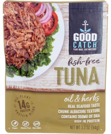 Good Catch Plant Based Fish Free Tuna - Oil & Herbs, 3oz Pouch, 3oz