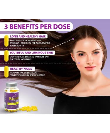 JE Natural Biotin Hair Skin and Nails Vitamins - 60 Capsules | 20000mcg with Collagen, Vitamin C, Zinc | Faster Hair Growth | Postpartum Hair Loss Solution | Women and Men's Supplements - Buy Online on GoSupps.com