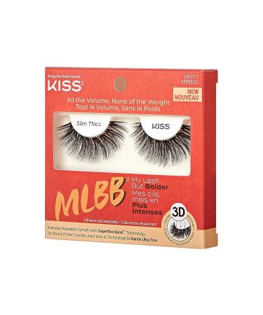 KISS My Lash But Bolder 3D Volume False Eyelashes - Slim Thicc Faux Mink Vegan Natural-Looking & Comfortable - Fluffy 1 Pair | International Shipping Available - Buy Online on GoSupps.com