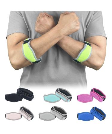 360 RELIEF Tennis & Golfers Elbow Support Brace - Padded Adjustable Strap for Men & Women | Pain Relief Injury Tendonitis Arthritis Basketball Weightlifting | 1 Pair Green with Mesh Laundry Bag | Green 1PAIR