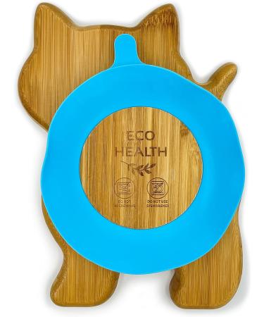 Eco Health Bamboo Baby Plate with Suction Cup - Non-Toxic & Cool to Touch - Ideal for Baby Weaning - Cat Plate (Blue) - Buy Online on GoSupps.com