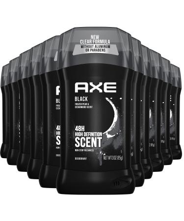 AXE Aluminum Free Deodorant Stick For Men Odor Protection For Long Lasting Freshness Black Frozen Pear & Cedarwood Men's Deodorant Formulated Without Aluminum 3oz 12 Count
