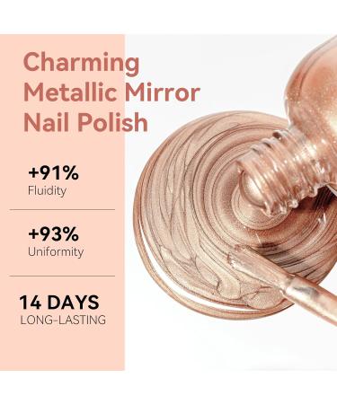 MIZHSE Chrome Nail Polish - Long-Lasting Rose Gold Mirror Effect Quick-Dry Reflective Nail Color for Stunning Nail Art - 0.53oz Premium Quality - Buy Online on GoSupps.com