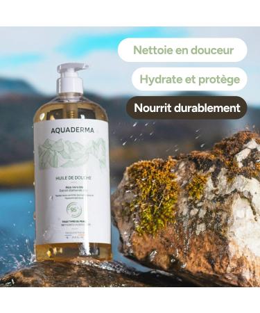  Aquaderma Aloe Vera & Almond Shower Oil 1L - 95% Natural Origin & Made in France - Nourishes & Protects - All Skin Types Face & Body - Hypoallergenic - Buy Online on GoSupps.com