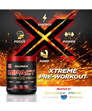 ALLMAX IMPACT Igniter Pre-Workout Blue Raspberry 11.6 oz | Boost Energy & Performance - Buy Online on GoSupps.com