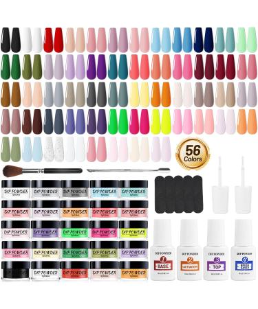 Dip Powder Nail Kit- 56 Color Nail Dip Powder Starter Kit Quick Drying Dip Powder for Home Salon Dipping Nail Manicure 55DIP-KIT-01