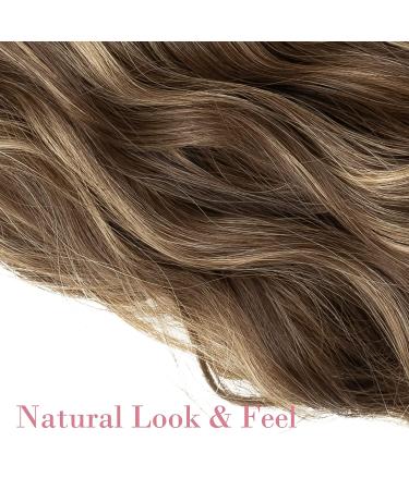 REECHO Blonde Hair Extensions 4PCS Clip in Hair 20 Thick Long Beach Wave Synthetic Hairpieces 6H12-Chocolate Brown with Blonde Highlights, 24 Inch, Pack of 4, 280g - Buy Online on GoSupps.com