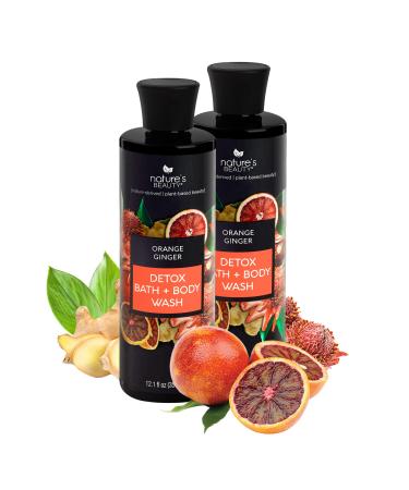 Nature’s Beauty Detox Bath + Body Wash | Cleanse + Renew with Vitamin C Rich Orange Ginger Body Wash Made with Sunflower, Almond + Avocado Oils - 2-pack Orange Ginger Detox