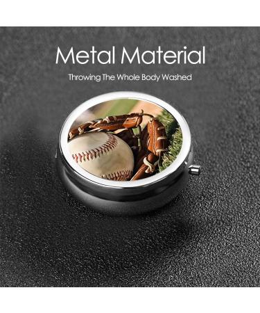Baseball Printed Mini Round Pill Box | 3 Compartment Portable Pill Organizer for Travel & Everyday Use - Buy Online on GoSupps.com
