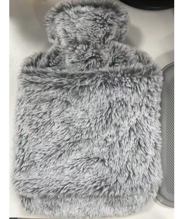 BOLEi 2L Hot Water Bottle with Faux Fur Cover - Leakproof Large Hot Water Bag for Pain Relief - Ideal for Women, Seniors, Children - Grey - Buy Online on GoSupps.com