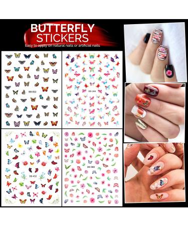 Nail Art Brushes Kit with Dotting Tools, Butterfly Stickers, Rhinestones, Tweezer, Foil Flakes, Striping Tape - Rose Red - Buy Online on GoSupps.com