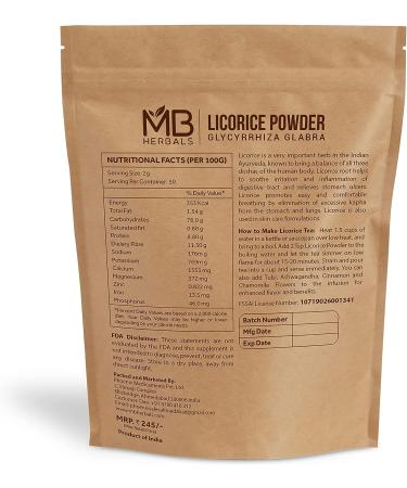 MB Herbals Licorice Root Powder 100g | Pure Glycyrrhiza Glabra | Mulethi for Health | Yashtimadhu Supplement - Buy Online on GoSupps.com
