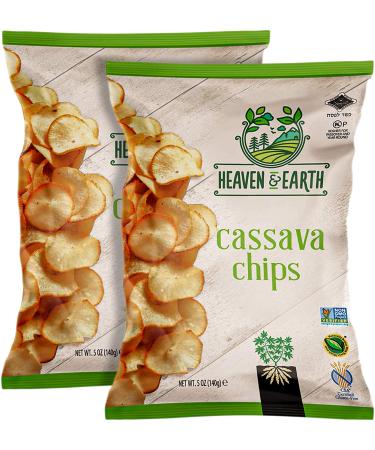 Heaven & Earth Cassava Chips 5oz (2 Pack) Gluten Free Non GMO Cassava 5 Ounce (Pack of 2)
