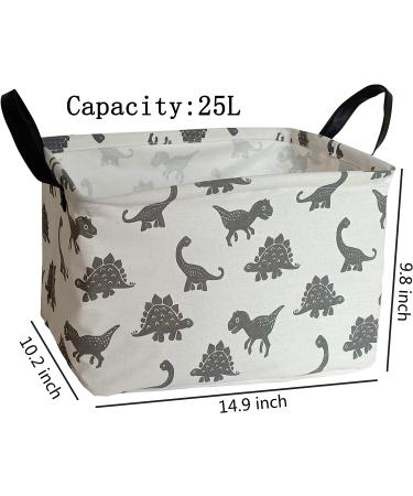 HUAYEE Rectangular Canvas Storage Bin with Dinosaur Print - Waterproof Nursery Hamper for Home Office - Toy Box with Handles - Buy Online on GoSupps.com