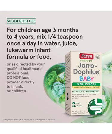 Jarrow Formulas Jarro-Dophilus Baby + GOS â€“ 2.1 Oz Powder for Infant Intestinal Health | 60 Servings (3 Months - 4 Years) - Buy Online on GoSupps.com