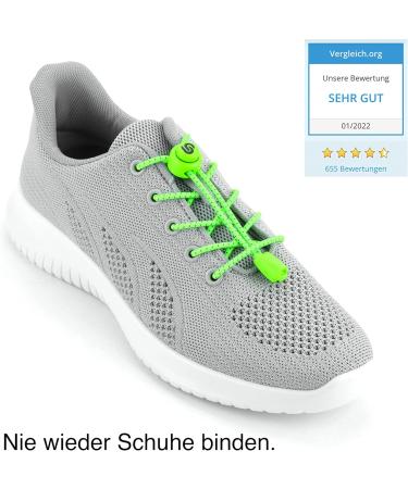 BodyPride Premium Lazy Laces - Elastic Quick Closure for Sports 12 Colors Reflective Fast Lace-Up System 120 cm Neon Green - No Tying Needed! - Buy Online on GoSupps.com