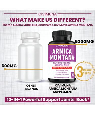 Arnica Capsules 5300mg - Natural Pain Relief with Grape Seed & Turmeric - 3 Month Supply | International Shipping Available - Buy Online on GoSupps.com