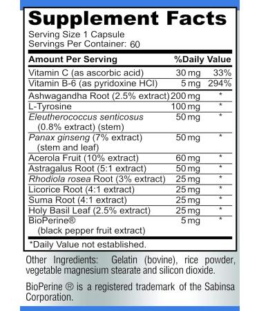 Adrenal Support Cortisol Manager Adrenal Health Maintain Balanced Cortisol Levels Stress Relief Supplement with Ashwagandha L-Tyrosine - 60 Capsules - Buy Online on GoSupps.com