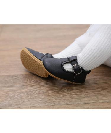 Baby Girls Mary Jane First Walking Shoes | Anti-Slip Princess Shoes 12-18 Months | PU Leather (Black) - Buy Online on GoSupps.com