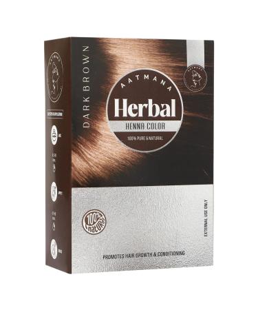 AATMANA Herbal Dark Brown Henna Hair Color with Goodness of 9 Herbs | Dark Brown Henna Mehndi for Hair Make Hair Soft & Shiner Natural Hair Color for Men & Women 100g