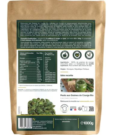 Organic Squash Seeds 1kg | Origin Europe | Cucurbita pepo | Unroasted Salt-Free 100% Natural | Superior Quality - Buy Online on GoSupps.com