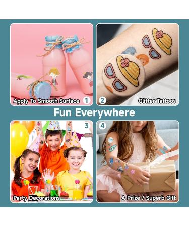 204 Sheets Glitter Tattoos for Kids - Individually Wrapped Temporary Stickers for Party Favors & Birthday Supplies - Sparkling Fake Tattoos for Girls & Boys - Buy Online on GoSupps.com