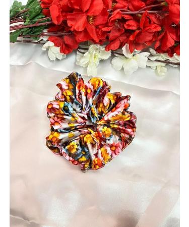 6 Satin Scrunchies Hair Scrunchies Frizz Prevention Silk Scrunchies for Girls & Stylish Hair Ties for Women Premium Hair Scrunchie for Styling Flower Design - Buy Online on GoSupps.com