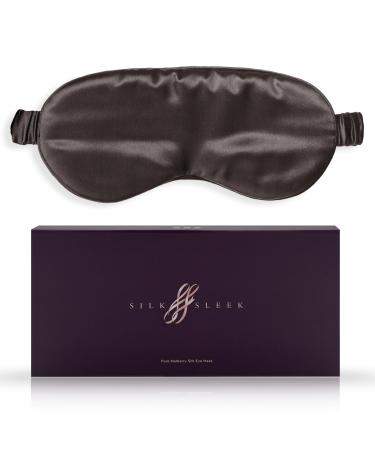 SILKSLEEK Eye Mask for Sleeping 22 Momme Pure Mulberry Silk Sleep Mask Filled with 100% Pure Silk Travel Essentials Super Soft & Comfortable Blackout Eye Mask in Gift Box (Chocolate)