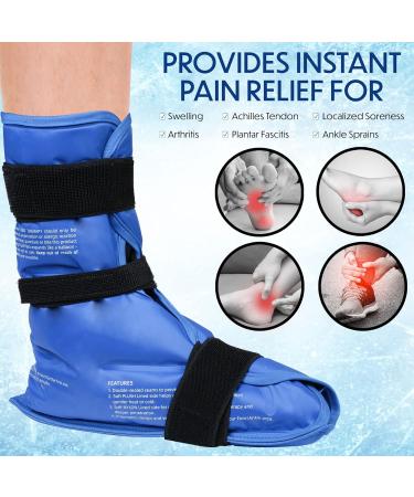 Large Foot Ankle Ice Pack Wrap for Achilles Tendonitis & Plantar Fasciitis Relief - Hot Cold Therapy Gel Pack with Plush Lining and Strap - Mother's Day Gift - Buy Online on GoSupps.com