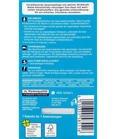 Balea Moisturizing Concentrate - Hydrating Oil Facial Capsules with Seaweed Vitamin E & Olive Oil | 14 Capsules - Shop Now - Buy Online on GoSupps.com