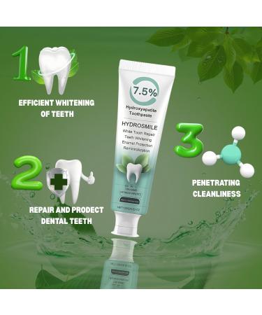 Hydrosmile Hydroxyapatite Whitening Toothpaste Nano Hydroxyapatite Fluoride Free Non Fluoride Natural Formula for Adults Enamel Remineralizing Sensitive Teeth Fresh Mint Pack of 2 - Buy Online on GoSupps.com