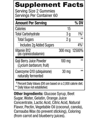 OLLY Daily Energy Gummy - Caffeine Free, Vitamin B12, CoQ10, Goji Berry - 120 Count Pouch - Buy Online on GoSupps.com