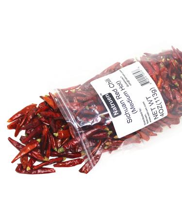 Natruen Whole Dry Szechuan Chinese Red Chili Pods 4oz (Medium Hot) - Spicy Sichuan Dried Red Hot Chilies for Chili Oil, Paste, and Sauce - Buy Online on GoSupps.com