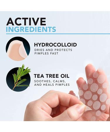 Tea Tree Oil Acne Patches (120 Count) - Hydrocolloid Pimple Dots for Face - Cystic Acne Treatment - 3 Size Stickers - Black Packaging - Buy Online on GoSupps.com