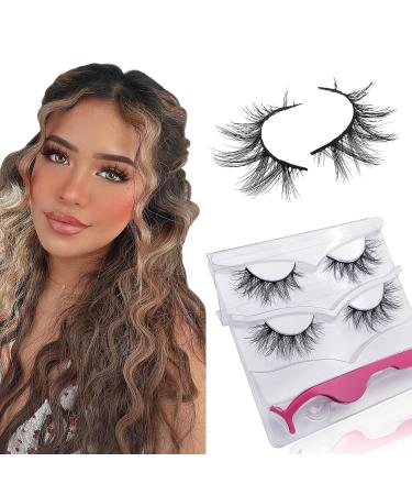 DOORES 3D Lashes  10mm-17mm False Eyelashes 2 Pairs /1 Style Real Fake lashes Eyelashes Natural Look Eyelashes Hand Made Strips Eyelashes Individual Eyelashes Reusable Make Up Eyelashes 2 Pair (Pack of 1) 10-17mm/2 style...