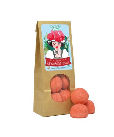 Edible Black Forest Bollen delicious foam sugar balls with strawberry taste in a miracle bag 80 grams souvenir from the Black Forest