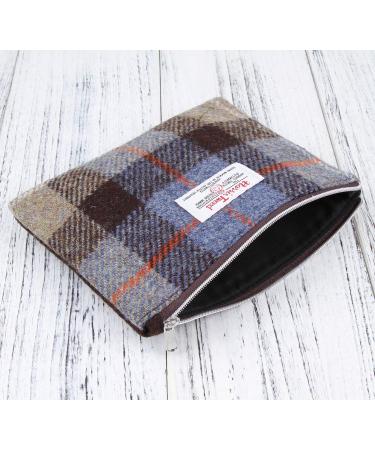 ICObuty Harris Tweed Check Zippered Cosmetic Bag - Blue Tartan | Stylish & Durable | International Shipping Available - Buy Online on GoSupps.com