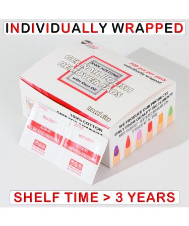Nail Polish Remover Pads - 200 Pack Non Acetone Wipes for Home & Professional Use - Individually Wrapped Travel Kit - Buy Online on GoSupps.com
