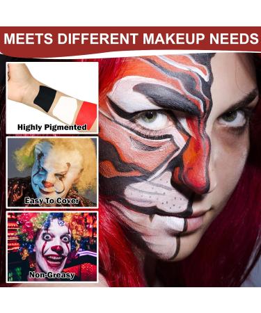 Clown Makeup Kit - White Black Red Face Body Paint for Halloween Joker & Vampire SFX Makeup Cosplay & Sports Face Paint - Buy Online on GoSupps.com