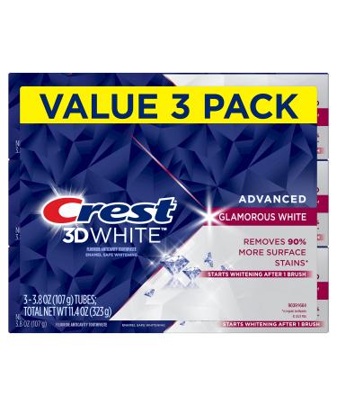 Crest 3D White Advanced Glamorous White Teeth Whitening Toothpaste 3.8 oz Pack of 3