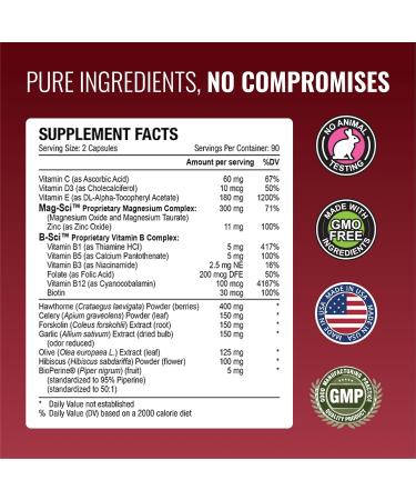 Approved Science Bloodsyl - Supports Blood Flow - Hawthorn Berry, Magnesium, BioPerine - Vegan - 180 Capsules - Pack of 2 180 Count (Pack of 2) - Buy Online on GoSupps.com