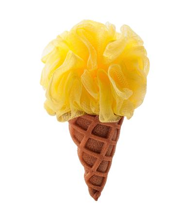 3D effect bathing sponge/shower sponge/massage sponge - ice cream - yellow - sponge with a bathingosette - for children & adults - bathing crawl/shower cervical - to one