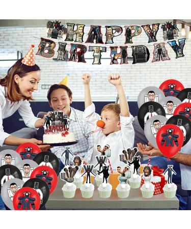 32pcs Skibidi Toilet Birthday Party Decorations Supplies wopin-Skibidi Toilet Theme Party Accessories Include Skibidi Toilet Cake Topper Cupcake Toppers Banner Balloons - Buy Online on GoSupps.com
