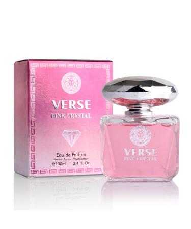 Verse Pink Crystal Eau De Parfum for Woman - Top Notes of Pomegranate Yuzu & Iced Accord - Base Notes of Peony Lotus Magnolia Amber Musk & Mahogany - Floral & Fruity Scent - Elegant 100ml Bottle Floral Fruity - Yuzu Pomegranate Peony & Lotus 3.4 Fl Oz (Pa