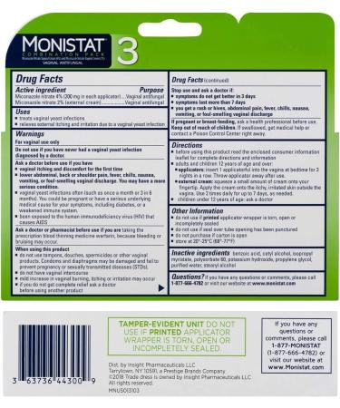 Monistat 3-Day Yeast Infection Treatment - Fast Relief with Pre-Filled Cream Applicators - Buy Online on GoSupps.com