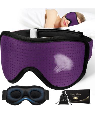 Musicozy 3D Breathable Silk Sleep Mask for Men and Women - Light Blocking Eye Cover for Travel, Office, Nap - Pink & Purple 2 Pack - Buy Online on GoSupps.com