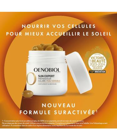  Oenobiol OENOBIOL SUN EXPERT Sun Preparer for Sensitive Skin - Reinforced Cell Protection2 - Promotes an intense and radiant tan - Food Supplement 30 capsules - 1 Month Programme - Buy Online on GoSupps.com