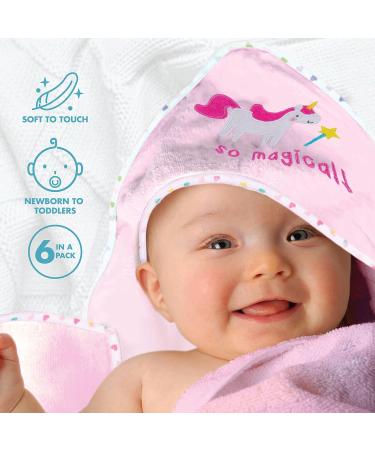 Mother's Choice Hooded Baby Towel Set with 5 Face Cloths | Lightweight & Absorbent | Unicorn Design | 75x75cm - Buy Online on GoSupps.com