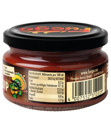 Fuego Hot Salsa Dip - Vegan Fruity-Hot Mexican Sauce for Tortilla Chips | 200ml | No Flavor Enhancers - Buy Online on GoSupps.com